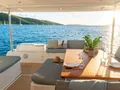 BLUE ONE Fountaine Pajot Aura 51 - aft deck alfresco dining area BLUE ONE Fountaine Pajot Aura 51 - aft deck alfresco dining area