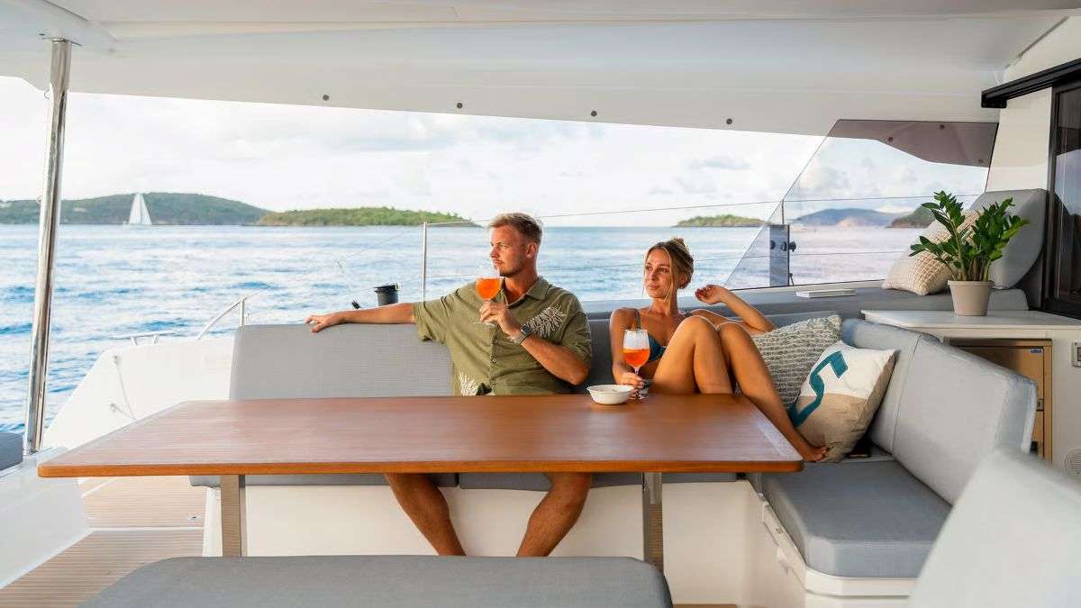 BLUE ONE Fountaine Pajot Aura 51 - aft deck lounge