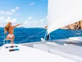 BLUE ONE Fountaine Pajot Aura 51 - foredeck sunbathing and net trampolines BLUE ONE Fountaine Pajot Aura 51 - foredeck sunbathing and net trampolines