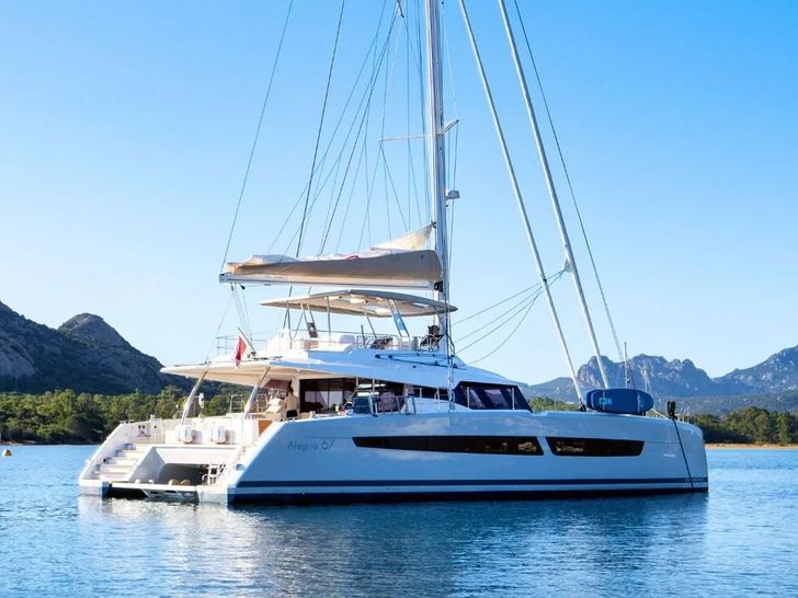 BLUESATION Fountaine Pajot Alegria 67 - anchored aft shot BLUESATION Fountaine Pajot Alegria 67 - anchored aft shot
