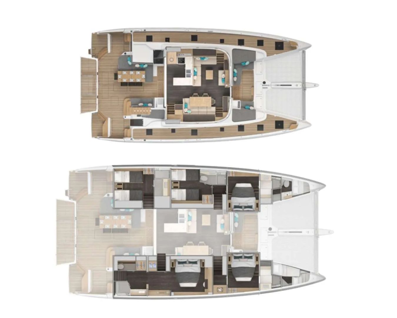 Layout for WISH Lagoon 60 - cabin and main deck layout