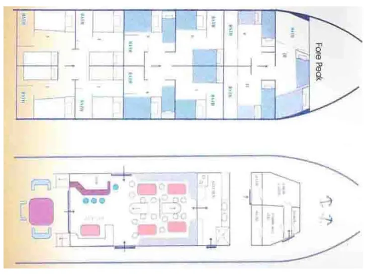 AEGEOTISSA II Gulet - main deck and cabin layout AEGEOTISSA II Gulet - main deck and cabin layout