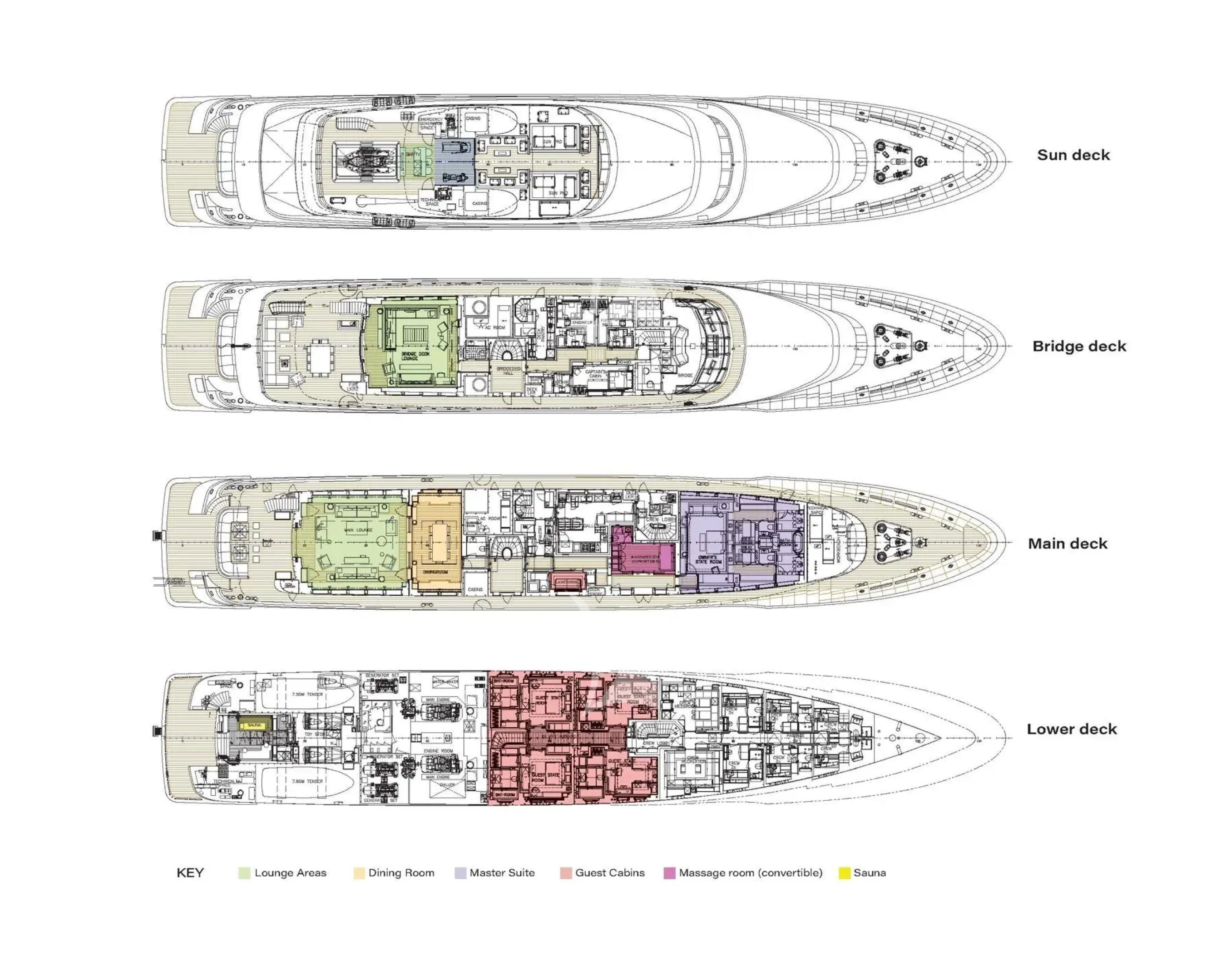 Layout for VASSA Feadship 68m - layout