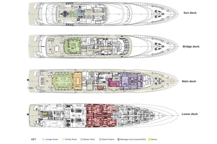 Layout for VASSA Feadship 68m - layout