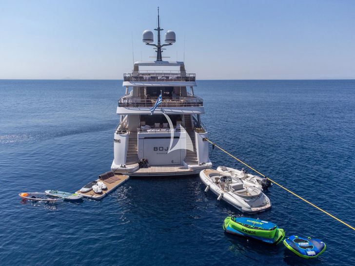 BOJI Codecasa 43 aft shot with water toys BOJI Codecasa 43 aft shot with water toys