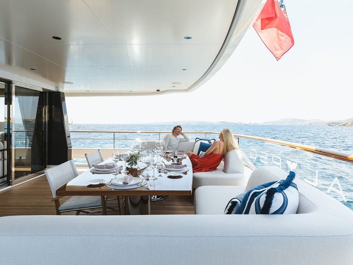 CALYPSO I Mulder 36m main deck aft dining area CALYPSO I Mulder 36m main deck aft dining area