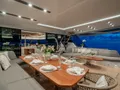 CAPRI Fountaine Pajot Thira 80 - aft deck alfresco dining area CAPRI Fountaine Pajot Thira 80 - aft deck alfresco dining area