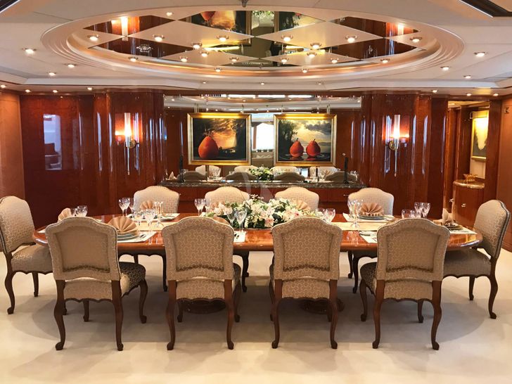 CAPRI Lurssen Yacht Dining Main CAPRI Lurssen Yacht Dining Main