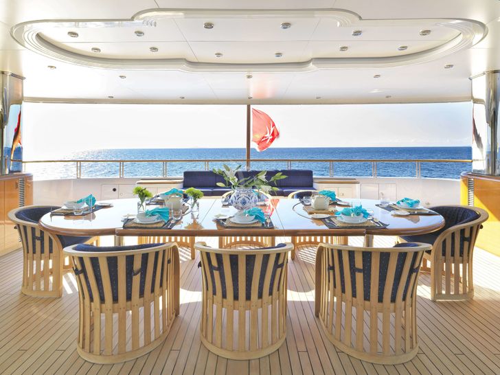 CAPRI Lurssen Yacht Upper Deck Dining CAPRI Lurssen Yacht Upper Deck Dining