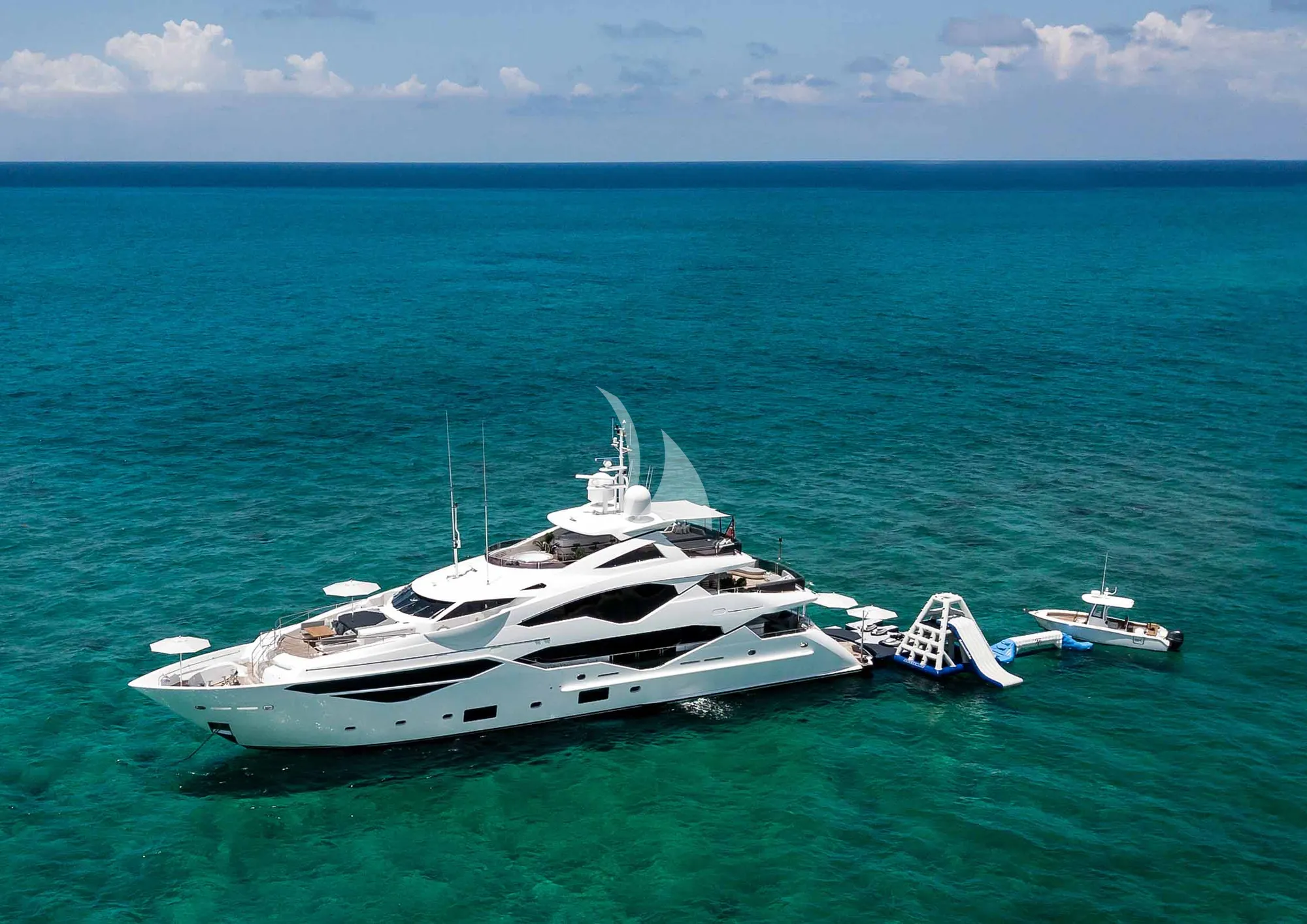 CAPTAIN MORGAN III Sunseeker 131 - anchored with the water toys