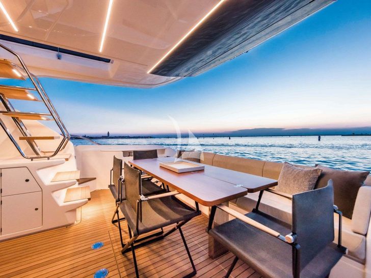 CARE ONE Ferretti 650 - aft alfresco dining area CARE ONE Ferretti 650 - aft alfresco dining area