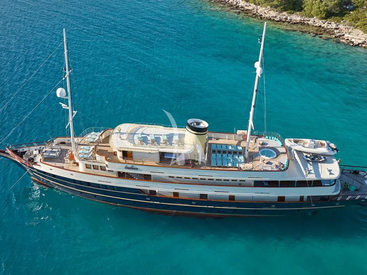 CASABLANCA Custom Yacht 61m - aerial shot CASABLANCA Custom Yacht 61m - aerial shot