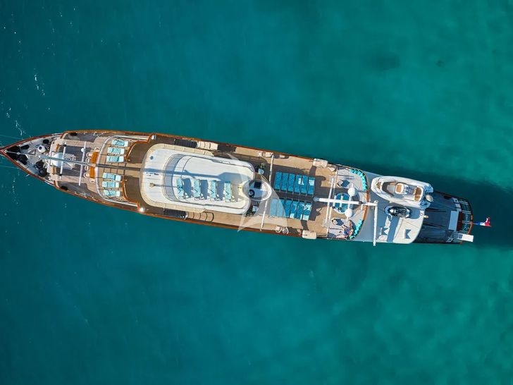 CASABLANCA Custom Yacht 61m - top aerial shot CASABLANCA Custom Yacht 61m - top aerial shot