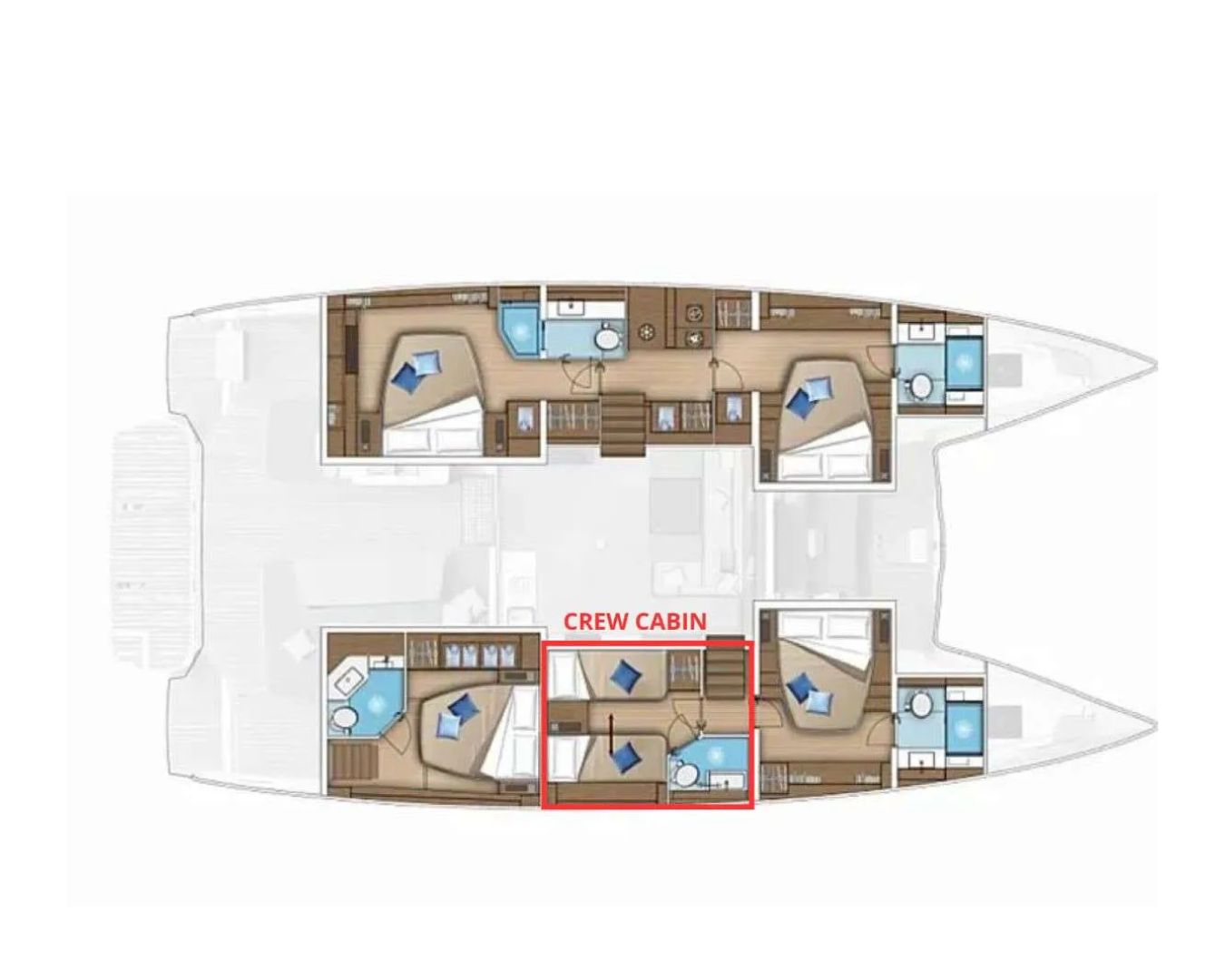 CHAMPAGNE PLEASE Lagoon 55 - cabin layout