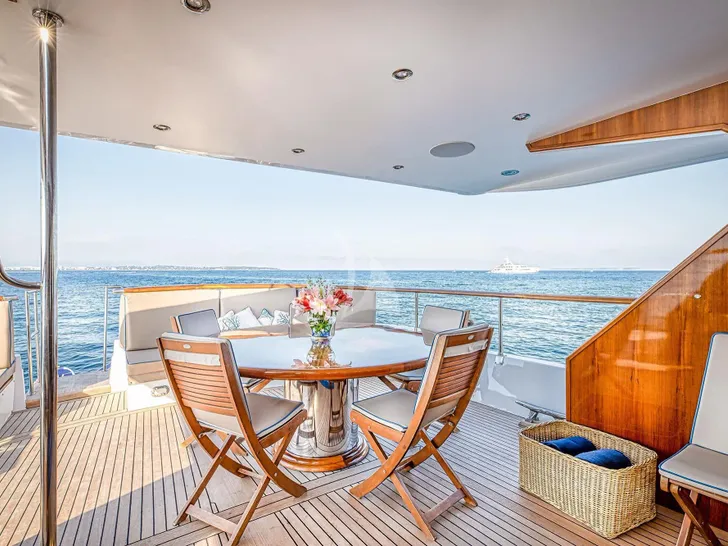 CHANTELLA Chantier Naval d'Antibes 29m - aft deck alfresco dining area CHANTELLA Chantier Naval d'Antibes 29m - aft deck alfresco dining area