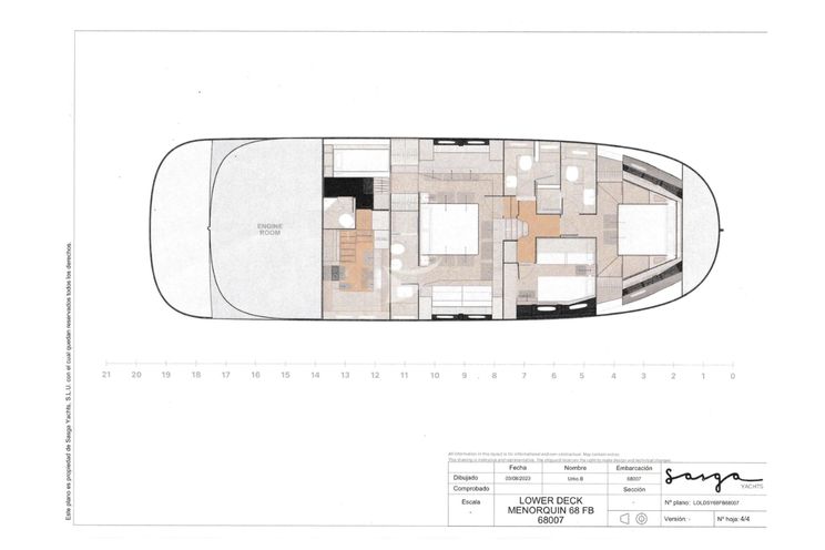 Layout for CLOUD 9 Sasga Menorquin 68 Flybridge - 9 layout