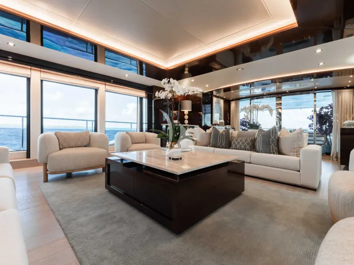 CAPTAIN MORGAN III Sunseeker 131 - main saloon lounge CAPTAIN MORGAN III Sunseeker 131 - main saloon lounge