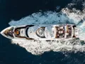 CAPTAIN MORGAN III Sunseeker 131 - top aerial shot cruising CAPTAIN MORGAN III Sunseeker 131 - top aerial shot cruising
