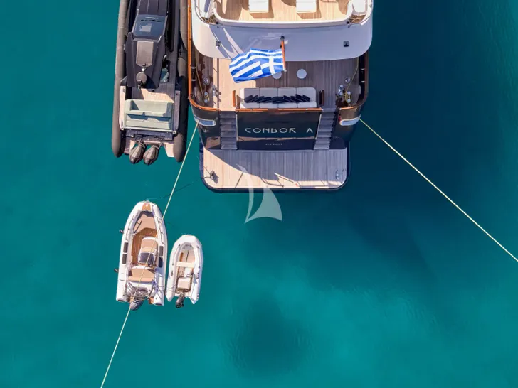 CONDOR A Tecnomar Nadara 41 RPH - top aft shot with the water toys CONDOR A Tecnomar Nadara 41 RPH - top aft shot with the water toys