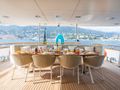 CORNELIA RMK Marine 34m - main aft deck alfresco dining set up CORNELIA RMK Marine 34m - main aft deck alfresco dining set up