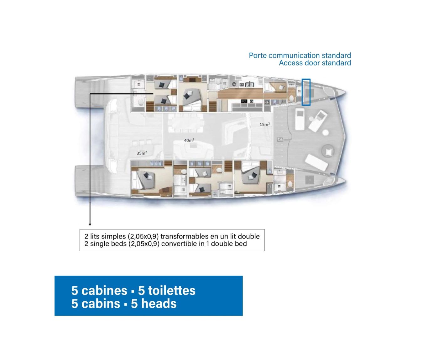 CRAZY HORSE Lagoon 78 - cabin layout