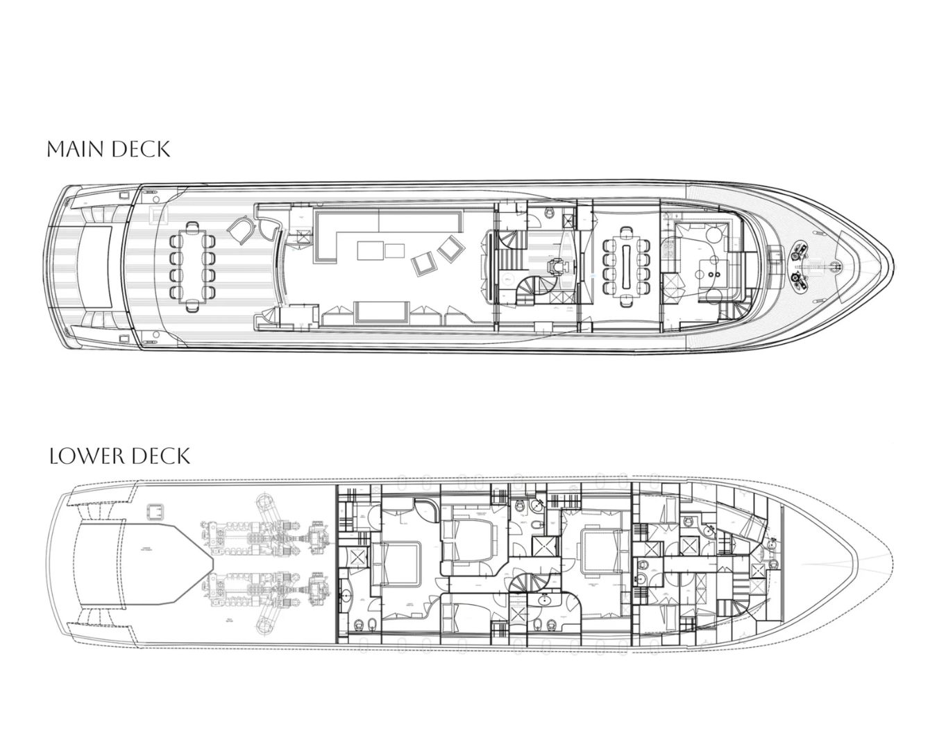 Layout for CYNTHIA Maiora 35 DP - cabin and main deck layout