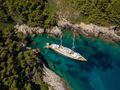 DALMATINO Custom Motor Sailer 43m - anchored near an island DALMATINO Custom Motor Sailer 43m - anchored near an island