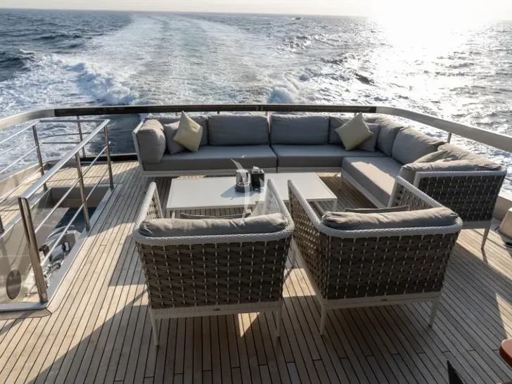 DARK HORSE Riva 100 Corsaro - sundeck aft lounge DARK HORSE Riva 100 Corsaro - sundeck aft lounge