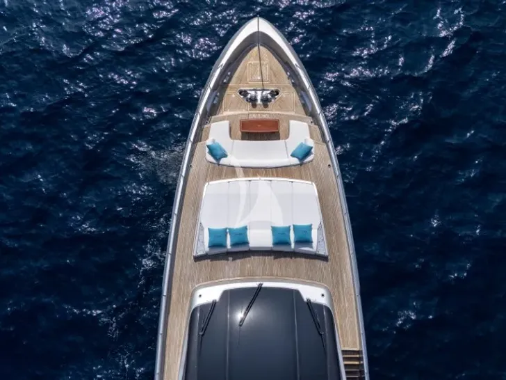 DARK HORSE Riva 100 Corsaro - top foredeck shot DARK HORSE Riva 100 Corsaro - top foredeck shot