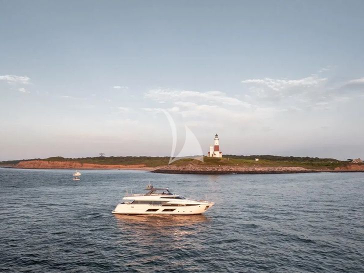 DATE NIGHT Ferretti 920 - anchored near an island DATE NIGHT Ferretti 920 - anchored near an island