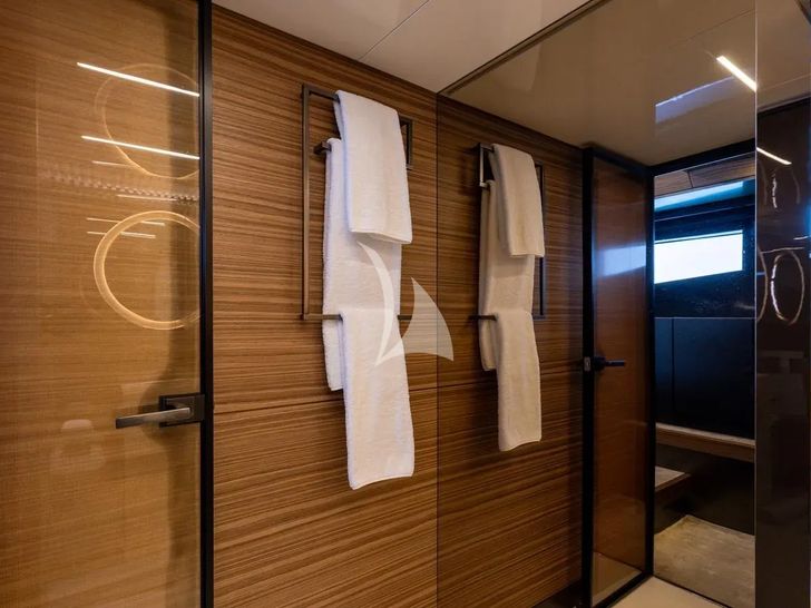 DATE NIGHT Ferretti 920 - master cabin shower area DATE NIGHT Ferretti 920 - master cabin shower area
