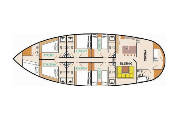 Layout for DERIYA DENIZ Custom Gulet 23m - layout