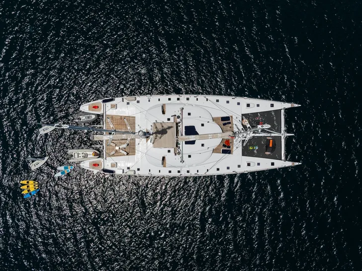 DOUCE FRANCE Alu Marine 42m - top aerial shot DOUCE FRANCE Alu Marine 42m - top aerial shot