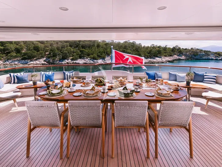 DILARA Benetti 59m - sky deck aft alfresco dining area DILARA Benetti 59m - sky deck aft alfresco dining area