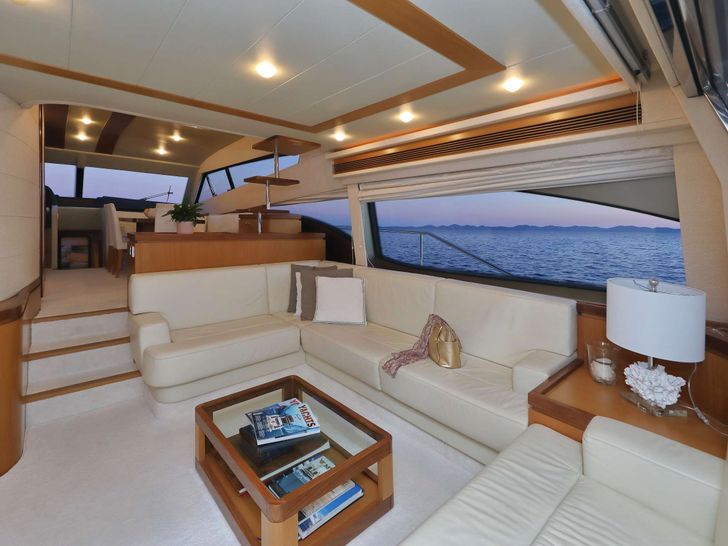 DOMINIQUE Ferretti 681 Crewed Motor Yacht Saloon DOMINIQUE Ferretti 681 Crewed Motor Yacht Saloon