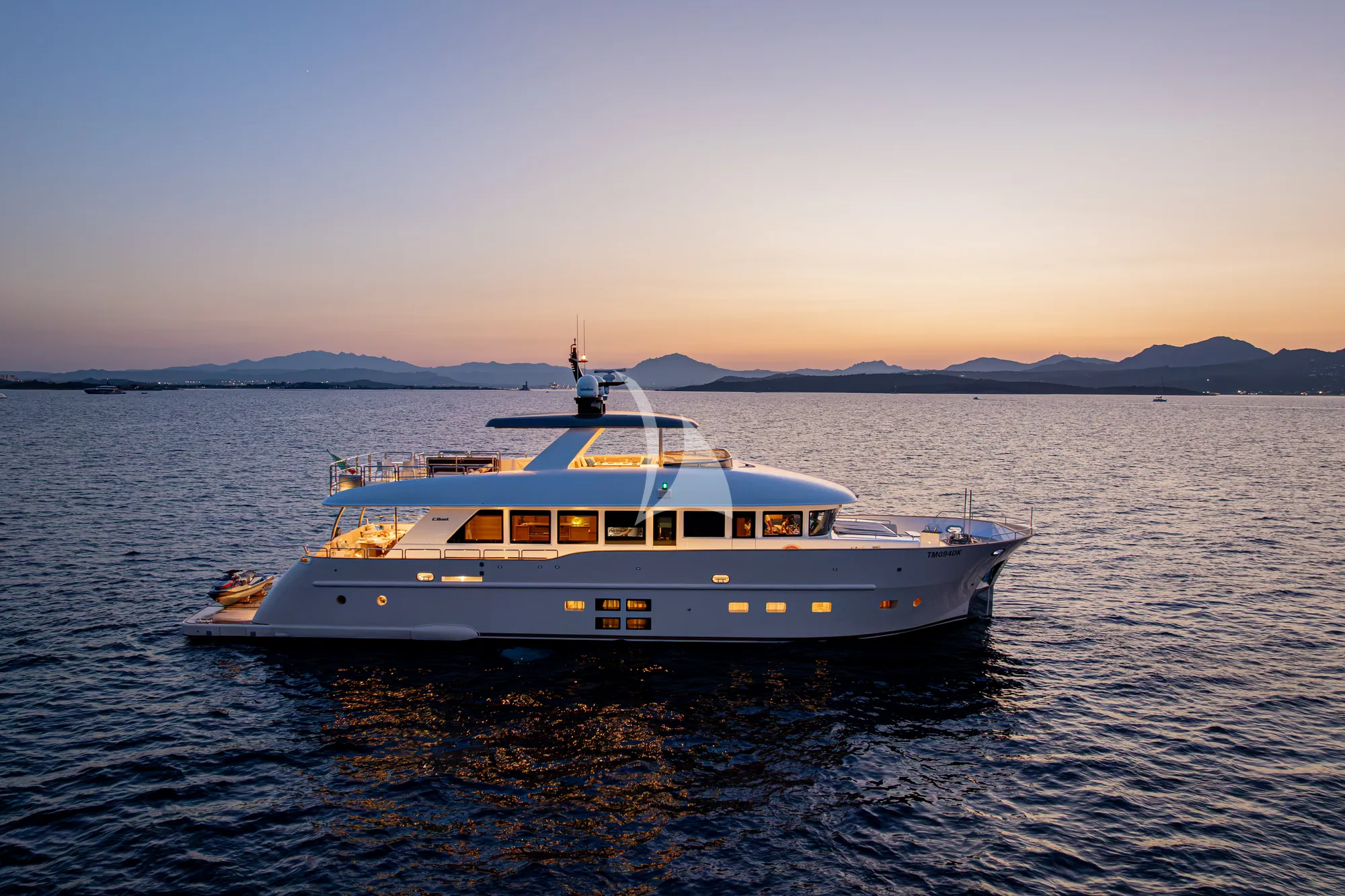 DON MICHELE C Boats 27m - side profile anchored at night