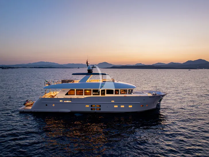 DON MICHELE C Boats 27m - side profile anchored at night DON MICHELE C Boats 27m - side profile anchored at night