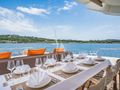 ECLAT Leopard 31 aft deck alfresco dining set up ECLAT Leopard 31 aft deck alfresco dining set up