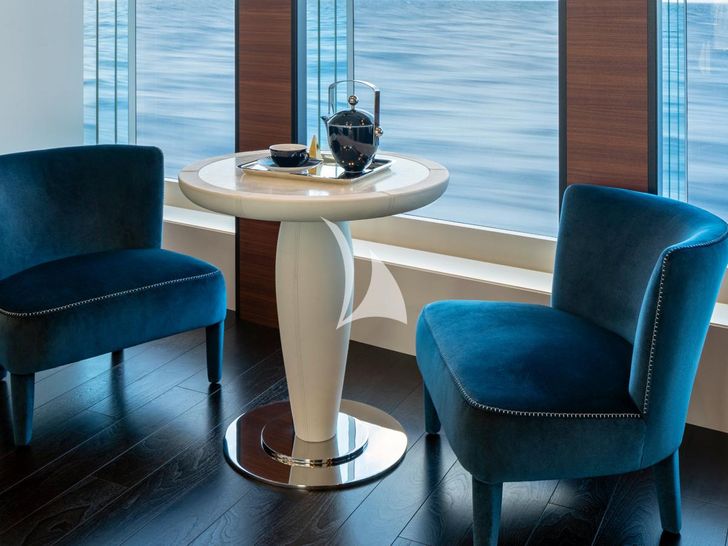 ELA Heesen Home 5000 FDHF master cabin tea area ELA Heesen Home 5000 FDHF master cabin tea area