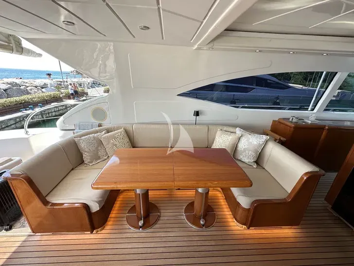 ELTON II Mangusta 72 - flybridge dining area ELTON II Mangusta 72 - flybridge dining area