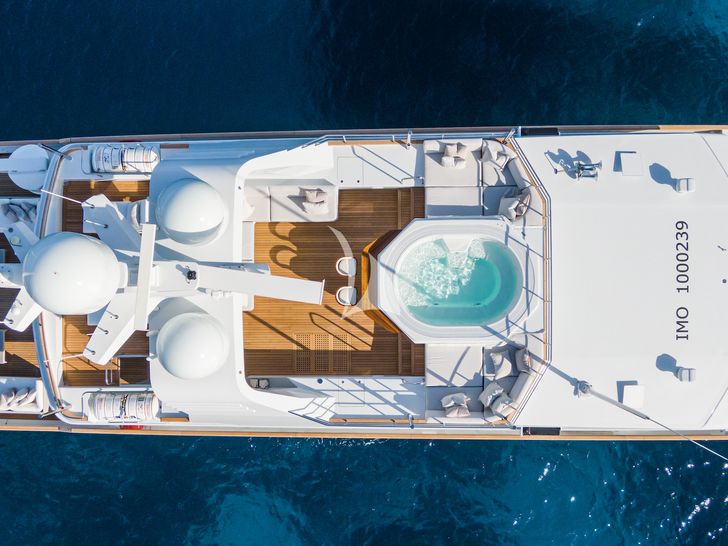 EMERALD Feadship 50m - sun deck aerial shot EMERALD Feadship 50m - sun deck aerial shot