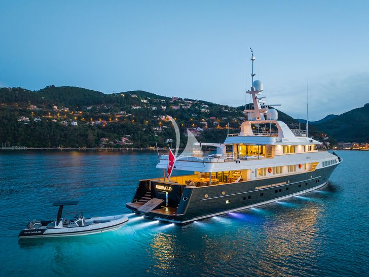 EMERALD Feadship 50m - anchored with the tender EMERALD Feadship 50m - anchored with the tender