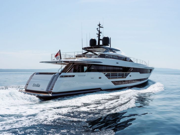 EROLIA Custom Line 120 - cruising stern view EROLIA Custom Line 120 - cruising stern view