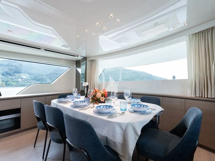 ESTIA Sanlorenzo SX88 - indoor dining area ESTIA Sanlorenzo SX88 - indoor dining area