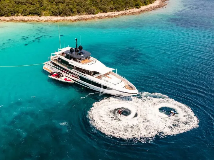 EVA4EVA Mangusta Oceano 44m - water sports aerial shot EVA4EVA Mangusta Oceano 44m - water sports aerial shot