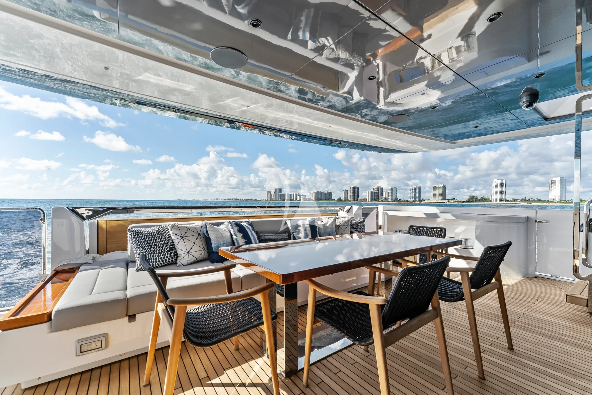 EVEXIAS I Ferretti Custom Line 106 - aft deck alfresco dining area