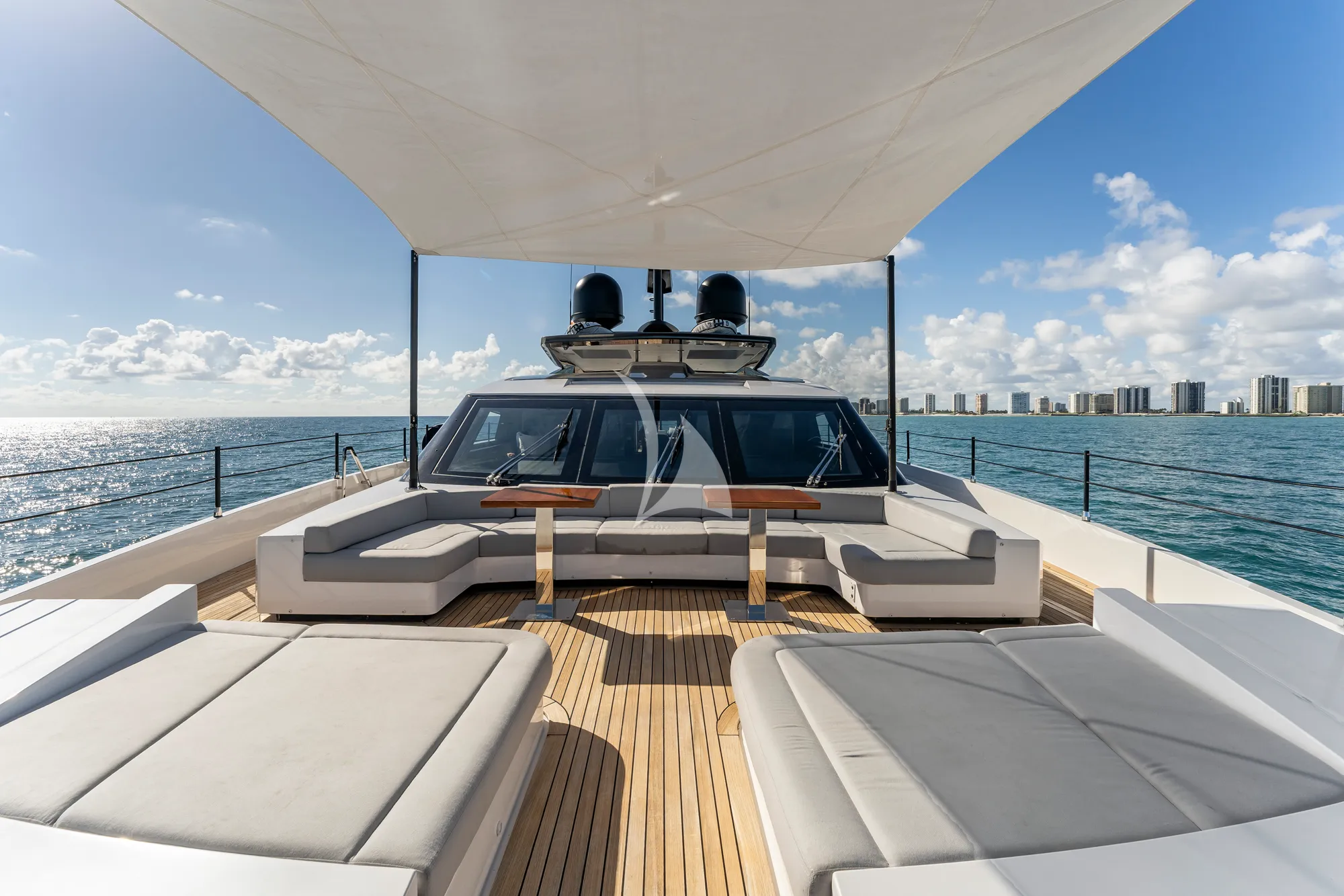 EVEXIAS I Ferretti Custom Line 106 - foredeck lounge and sunbathig area