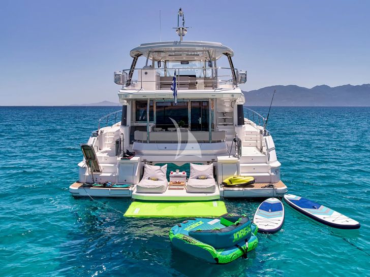 EXPLORION Aquila 54 - stern shot with the water toys EXPLORION Aquila 54 - stern shot with the water toys