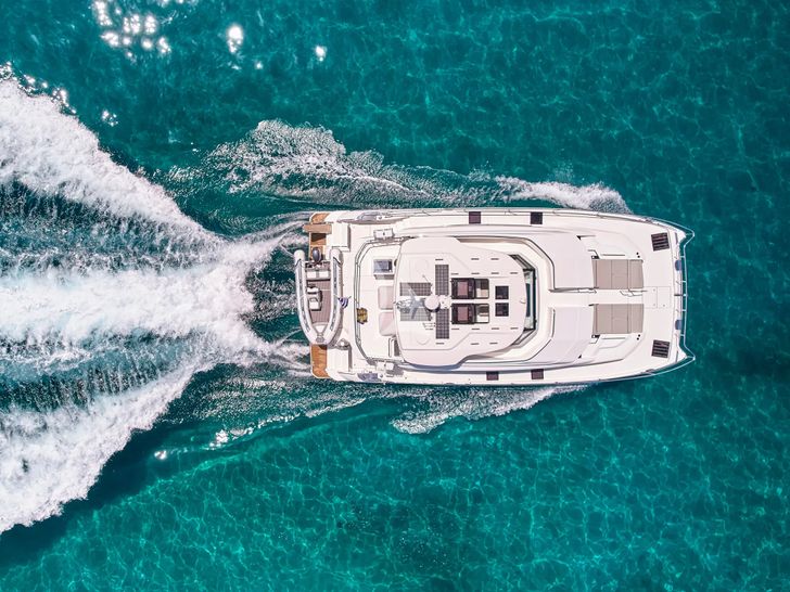 EXPLORION Aquila 54 - top aerial shot cruising EXPLORION Aquila 54 - top aerial shot cruising