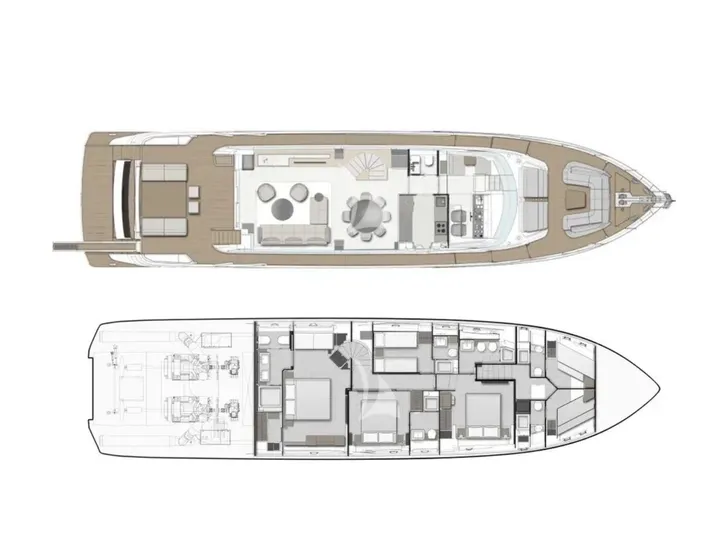 FAST Ferretti 860 - saloon and cabin layout FAST Ferretti 860 - saloon and cabin layout